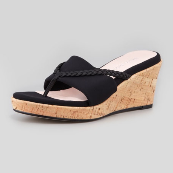 Taryn Rose Keely Braided Cork-Wedge Sandal, Black - Picture 8 of 9